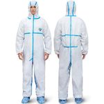 Medtecs Hazmat Suits - 6 Sizes Options (1 PC) - with Sealed Tape - AAMI Level 4 Disposable Coverall PPE Suit for Biohazard Chemical Protection - CoverU Full Body Protective Clothing with Hood | XL