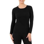 Fruit of the Loom Women's Micro Waffle Premium Thermal Underwear Tee Shirt, Black, Large