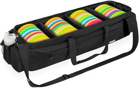 ITHWIU Disc Golf Storage Bag 34.5 X 10.2 X 10.2 Inch Large Capacity Can Hold 48+ Discs with 4 Dividers and Multi Side Pockets, Black