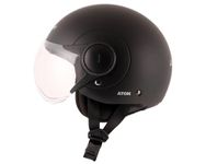 Vega Atom ISI Certified Smooth Matt Finish Open Face Helmet for Men and Women with Clear Visor(Dull Black, Size:M)