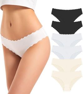 TANSTC Bragas Mujer Sin Costuras Invisible Señoras Braguitas Low Rise Suave Ligera Bikini Braguitas, Pack de 6, L