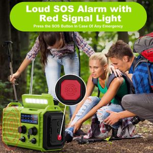 Solar Hand Crank Emergency Radio – Green Portable Weather Alert