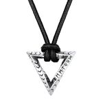 FaithHeart Norse Viking Necklace for Men, Mobius Jewellery Stainless Steel Triangle Arrow Pendant Adjustable Long Leather Cord Necklaces, Nordic Amulet Gifts