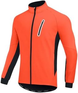 BALEAF Men's Winter Cycling Jackets Water Resistant Thermal Running Softshell Jacket Warm Cold Weather Pockets Orange L