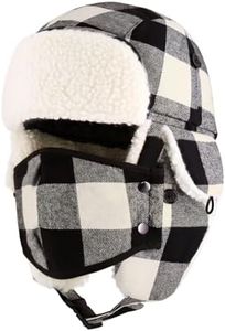 CHOK.LIDS Lumberjack Plaid Winter Trapper Unisex Premium Extra Strength Sherpa Ear Flap Chin Strap Cold Weather Outdoor Hat (Black Plaid)