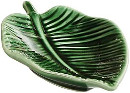 Ceramic Tray Green Leaf Trinket Dish Ring Dish Ceramic Plate Holder Trinket Tray for Rings Necklace Earrings Wedding Birthday