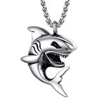 Shark Animal Necklace For Men Teen Boys Eboy Mens Chain Nekles Stainless Steel Punk Jewelry Fish Pendant Necklaces