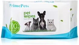 PrimePets Dog Wipes, 100 Count, 6x8 Inch Pet Grooming Wipes for Dogs Cats Cleaning Deodorizing, 100% Fragrance Free, Unscented Puppy Wipes for Paws, Butt, Eyes, Ears, Face and Teeth