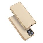 ConnectPoint Hard Flip Cover for iPhone 14, Leather Wallet Book Flip Folio Stand View Cover with Card Slots and Magnetic Closure for iPhone 14 - Gold