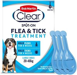 Bob Martin Clear Spot On Flea Treatment for Large Dogs (20-40kg) - Kills Fleas & Ticks (3 Pipettes)