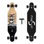 PINESKY 41 Inch Longboard Skateboard 9 Ply Natural Maple Complete Skateboard Cruiser for Cruising, Carving, Free-Style and Downhill with T-Tool Beacon