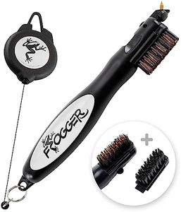 Frogger BrushPro Golf Club Cleaner with Ergonomic Grip and 2.5 ft. Retractable Cord, Gray - Sturdy Golf Club Brush and Groove Cleaner for Golfers