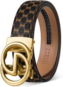 ITIEZY Mens Ratchet Belt Leather Adjustable Belts for Men - 1 3/8" Click Slide Belt for Men Dress Casual, Customizable Fit