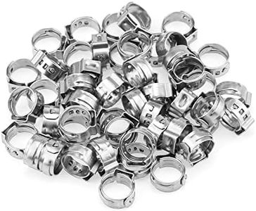 HELIFOUNER 50 Pieces 10.3-12.8mm 304 Stainless Steel Single Ear Hose Clamps