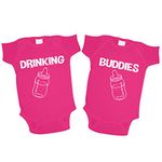 Drinking Buddies Matching Twin Toddler T-Shirts 4T Cyber Pink