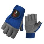 Met-X Sailing Gloves 3/4 Finger, Enforced Padded Palm, Kayak Rowing Fishing Water Sports Accessories, Diving Fingerless Work Training Lifting Gloves for Men & Women Size up to XXL (Blue, Medium)