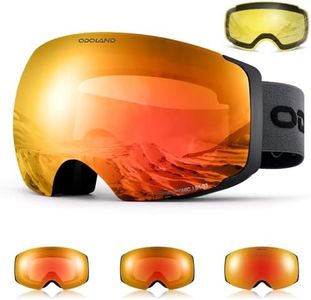 Odoland Photochromic Magnetic Interchangeable Ski Goggles with 2 Lens, Large Spherical Frameless Snow Snowboard Goggles for Men Women, Potochromic Revo Red Lens