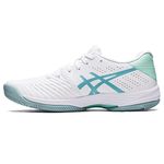 ASICS Women's Solution Swift FlyteFoam Tennis Shoes, White/Smoke Blue, 8 UK