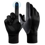 FanVince Gloves Men Waterproof Thermal Winter Running Cycling Touch Screen Gloves Black-Grey Large