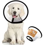 QIYADIN Plastic Pet Recovery Collars & Cones for Dogs and Cats After Surgery Adjustable Dog Neck Cone Surgical Elizabeth E-Collar Prevent Biting and Stop Licking Wound (L)