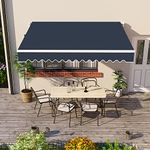 Greenbay 4 m x 3 m DIY Patio Retractable Manual Awning Garden Sun Shade Canopy Blue with Fittings and Crank Handle