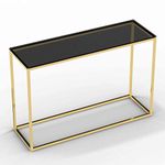 Cortesi Home Jul Console Table in Gold Stainless Steel and Smoked Glass