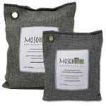 MOSO NATURAL Unscented Air Purifying Bags 1-200G&1-500G (Charcoal) Granule Natural Odor Eliminator,Fragrance Free, Chemical Free, Odor Absorber,Captures&Eliminates Odors Charcoal Color Total 2 Bags