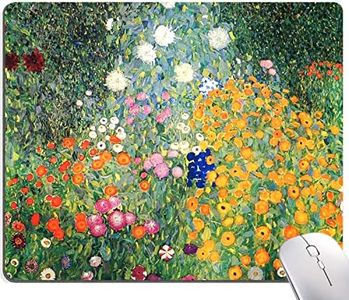 Hokafenle Mouse Pad, Floral Mouse Pad Oil Painting Design, Cute Mouse Pads Square Waterproof Mouse Mat Non-Slip Rubber Base MousePads for Laptop PC Office, Gustav Klimt Flower Garden