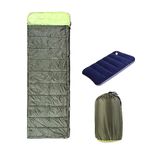 Rocksport Camplite +8°C to +20°C Rectangular Shape Sleeping Bag for Camping, Hiking, Indoor & Outdoor, Warm Sleep Bag l Free Air Pillow & Adventure Pass (Yellow - Army Green)