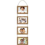 Icona Bay 6x4 Wall Hanging Picture Frames Collage w/ 4 Openings (Rustic Brown), Casual Style Wood Composite Frames, Wall Mount Only, Bliss Collection