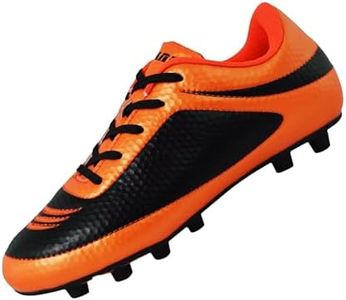 Vizari Infinity Firm Ground Boys Soccer Cleats | Durable Kids Soccer Shoes with Non-Slip Rubber Sole | Comfortable Boys & Girls Football Cleats for Outdoor Play Orange/Black