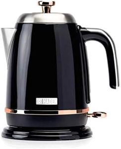 Haden Salcombe Black Kettle - 1.7L Cordless Kettle - Fast Boil 3KW - Stainless Steel Kettle with Quiet Operation, Auto Shut-Off, Boil-Dry Protection, Removable Limescale Filter, Ergonomic Handle