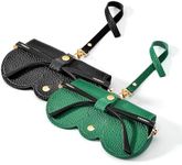 FEISEDY 2Pack Soft Leather Sunglass Bag, Holder Eyeglasses Case, Portable Glasses Pouch With Button Clip Wrist Strap B0049