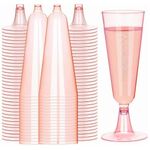 Rarapop 50 Pack Pink Champagne Flutes Disposable Champagne Glasses, 5 Oz Plastic Mimosa Glasses Toasting Glasses Party Cocktail Cups Bulk for for Wedding Birthday Anniversary Celebration