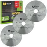 4-1/2 Inch Angle Grinder Circular Saw Blade Set for Wood, Plywood, Laminate, Drywall, Plastic – 120T Wood Cutting Disc with 7/8 Inch Arbor from GRAFF