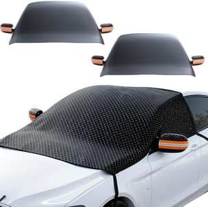 NEKSKA Windshield Cover for Ice and Snow, Magnetic Car Snow Cover, Waterproof Winter Windshield Snow Cover with 360° Windproof Straps, Car Windshield Ice & Frost Protector for Cars/SUVs (Orange, 2PC)