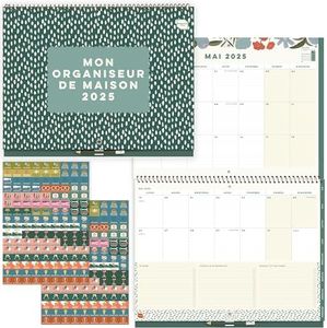 Boxclever Press Mon Organiseur de Maison Calendrier 2025 mural. Calendrier familial 2025 commence maintenant jusqu'à déc.'25. Calendrier mural 2025 avec onglets mensuels, listes et autocollants.