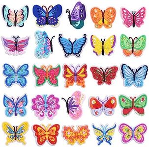 Juchuine 9pcs|25pcs Butterfly Shoe Charms PVC Shoe Jewelry Decoration,Accessories Pins for Boys Kids Men Teens Adults Party Favors Birthday Gifts, Synthetic Resin, No Gemstone