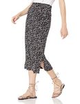 Amazon Essentials Women's Pull-On Knit Midi Skirt (Available in Plus Size), Black White Abstract Animal, Large