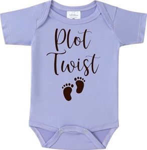 BIBIBLISSBABY Plot Twist Baby Announcement Onesie, Funny Pregnancy Announcement Outfit for Grandparents to be, Baby Shower Reveal Idea Gift (Taro)