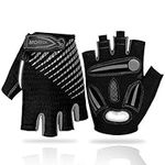 LUROON Cycling Gloves Half Finger Gel Padded Bike Gloves Anti-Slip Shock-absorbing Hand Protect Fingerless Summer Bicycle Short Gloves for Mens & Women (M, Grey)