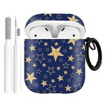 Gedicht for Airpods 2nd Generation Case, Cute Cool Golden Stars Pattern Protective TPU Soft Cases for Airpods Case 2nd/1st Gen, Shockproof for Airpods Case Men Women with Cleaner Kit & Keychain