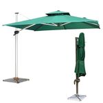 THESHELTERS - Premium Garden Umbrella 360 Degree Rotating Stylish and Durable Outdoor Garden Umbrella with Heavy-duty Cross Base- Patio and Lawn Umbrella, Big Size Outdoor Umbrella with Stand (Green)