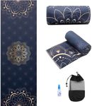 Eunzel Yoga Towel,Hot Yoga Mat Towel - Sweat Absorbent Non-Slip for Hot Yoga, Pilates and Workout 24" x72(Mandara Navy)