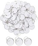 100-Pack Paper Key Tags with Metal Rings - 1.2 Inch Round Rimmed Split Keychain with Blank Labels for Valet, Doors, Luggage (White)