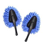 2 Pack Super Soft Microfiber Car Dash Duster Brush, Multi-Functional Car Duster Cleaning, Car Interior Exterior Accessories Cleaning Brush Dusting Tool for Car Cleaning Home Kitchen Computer (Blue)