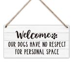 Wood Hanging Decor Sign, Dog Welcome Sign, Rustic Wood Front Door Plaque Wall Art Decor Gift, 10" x 5" Wood Decor Hanging Sign for Porch Yard Home Garden Farmhouse Entryway House Outdoor -23