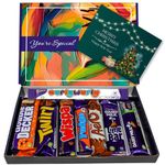 Merry Christmas, Happy New Year Chocolate Gift Box - 8 Full Sized Bars - Perfect Letterbox Gift Hamper -For Kids - Him and Her