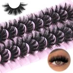 20MM Lashes Fluffy False Eyelashes Thick Volume Faux Mink Lashes Dramatic Full Fake Eyelashes Long Strip False Lashes 10 Pairs Big Eyelashes Curly Eye Lashes