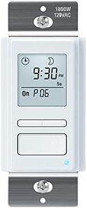 Toolhome 7 Day Programmable In-Wall Timer Switch Automatically Turns Lights and Fans On/Off at Sunrise/Sunset, Neutral Wire Required